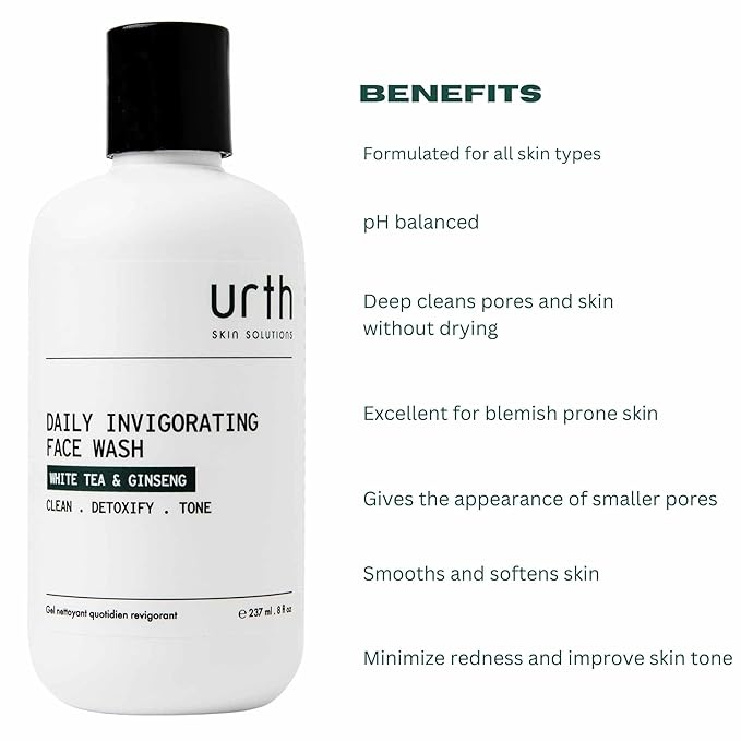 Urth Face Wash with White Tea & Ginseng Invigorating Daily Cleanser 8oz