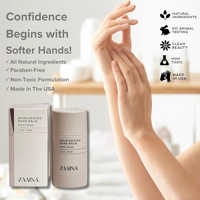 ZAAINA Intensive Hand Balm Stick - Miracle Hand Cream for Dry and Cracked Skin, Natural Soothing Moisturizing Balm for Dry Hands, Fast Relief for Men & Women from Extreme Dryness, Handmade in USA