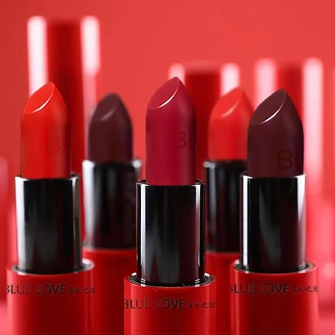 BLUE LOVE Lustrous Lipstick - Long-Lasting Moisturizing Red & Black Lip Stick for Women | Non-Greasy Formula for Soft, Hydrated Lips (018#Iced Rose)