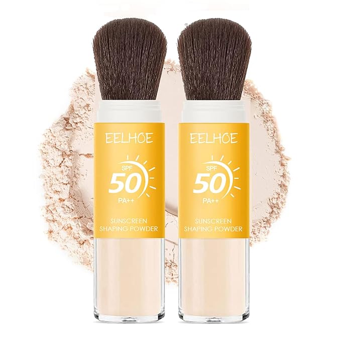 2Pcs Setting Powder, Translucent Natural Matte Finish,Oil Control Lightweight,Mineral Brush Powder,Natural Matte Finish,Long-lasting Brush Face Powder,Waterproof and Sweatproof Setting Powder (B, 2)