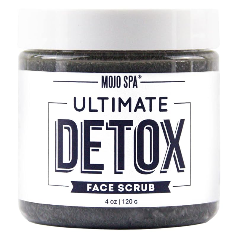 Mojo Spa Ultimate Detox Face Scrub | Amber, Vanilla, Musk Scent | Moisturizing & Detoxifying Sugar Exfoliator | 4 oz