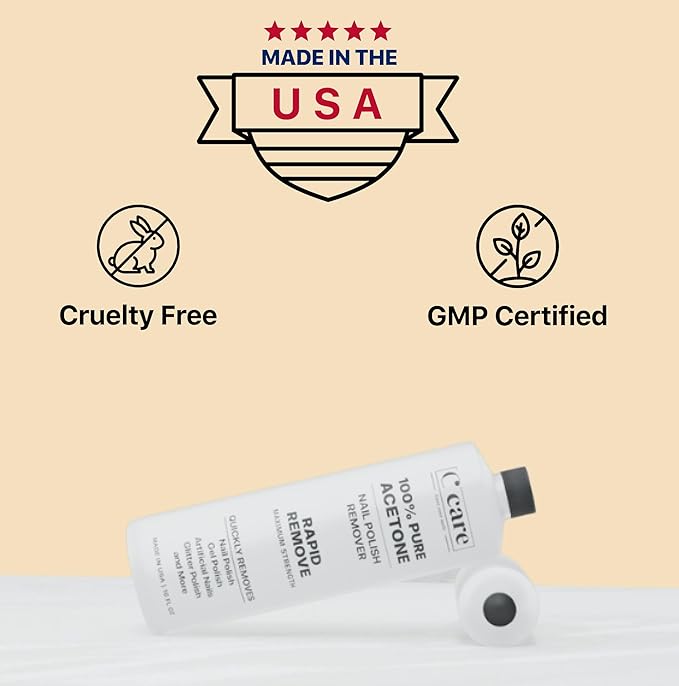 100% Pure Acetone Nail Polish Remover | Professional Quality | Easy To Use | Rapidly Removes Natural, Gel, Acrylic, shellac, and Glitter Nails | 8 Fl oz