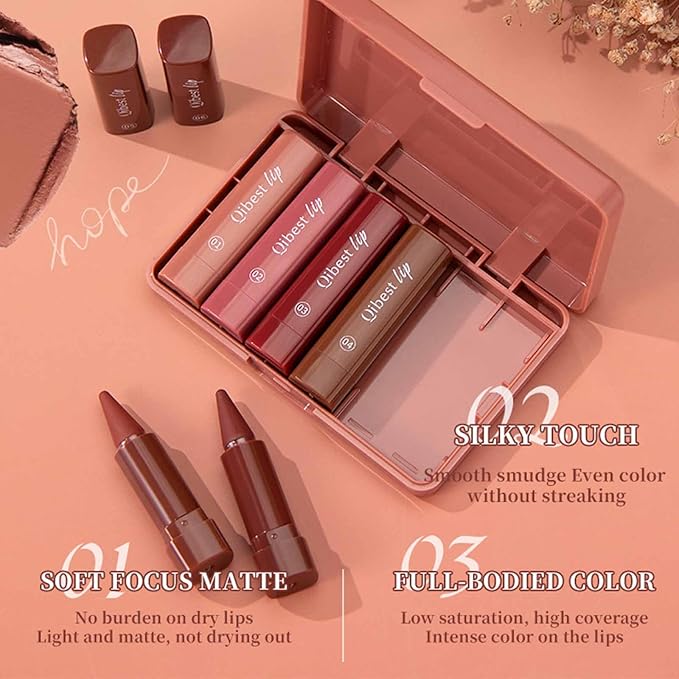 6Pcs 2 in 1 Matte Lip Liner and Lipstick Combo Set,Longwear No-Budge Multi-Purpose Long Lasting Waterproof Smudge-Proof Lipstick for Women