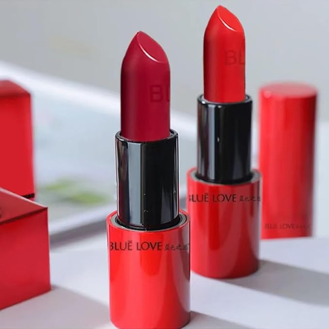 BLUE LOVE Lustrous Lipstick - Long-Lasting Moisturizing Red & Black Lip Stick for Women | Non-Greasy Formula for Soft, Hydrated Lips (018#Iced Rose)