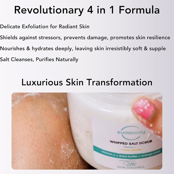 Whipped Sea Salt Scrub Milky Rich - Goat Milk Exfoliating Body Scrub for Skin, Moisturizing Foot & Hand Scrub, Hydrating Bath & Body Exfoliator for Men and Women, Made in USA