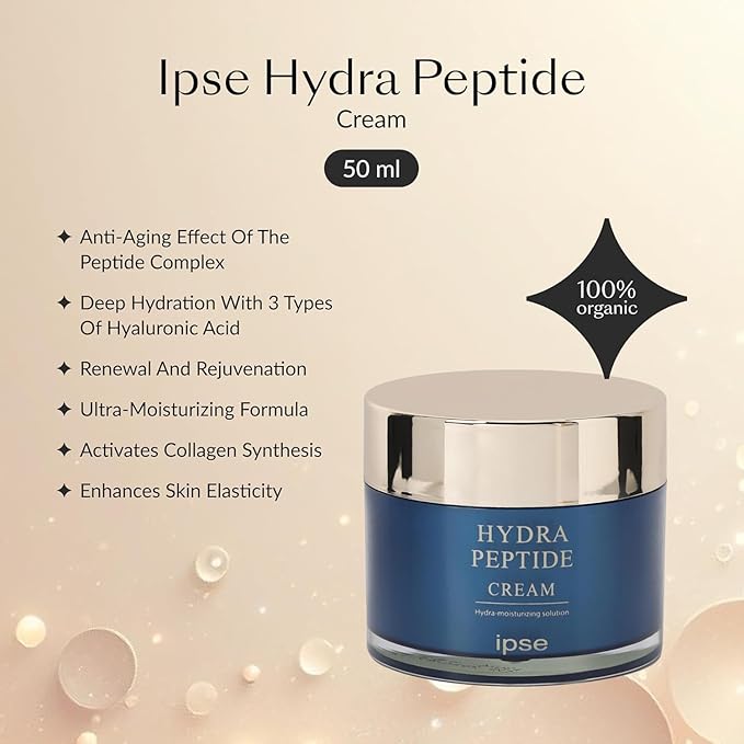 IPSE HYDRA Korean Face Cream with Hyaluronic Acid & Peptide 50ml – Anti-Aging, Moisturizing, & Hydrating Facial Treatment for Reducing Fine Lines & Wrinkles