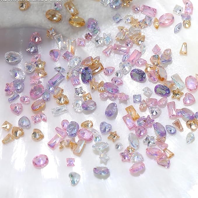 100pcs Colorful Zircon Mini Nail Rhinestones Clear Rhinestones for Nails Design 3D Nail Charms and Gems for Crafting Rhinestone Kit Fingernail Diamonds Nail Art Crystals Women Manicure Decor Gemstones