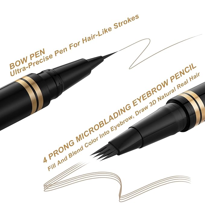 Microblading Eyebrow Pen Kit - Waterproof Brow Makeup Set with Eyebrow Pencil, Eyebrow Gel Clear, Eyeliner, Dual-ended Eyebrow Brush, Natural Looking Brows with Long-Lasting All-Day Hold - Taupe