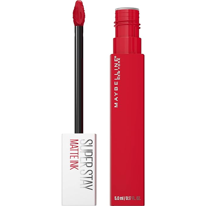 MAYBELLINE Super Stay Matte Ink Liquid Lipstick Bundle - Shot Caller Bright Pinky Red & Exhilarator Ruby Red