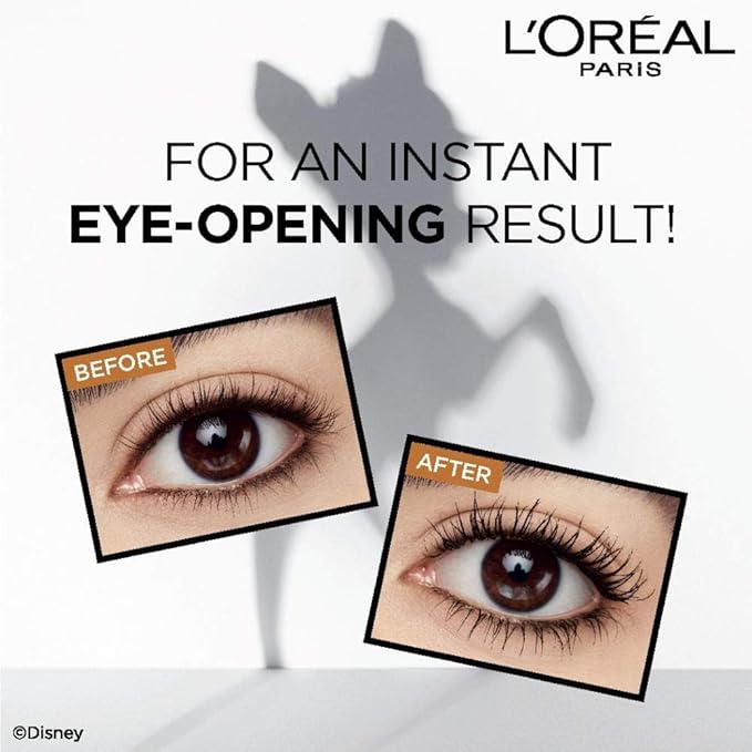L'Oreal Paris Bambi Eye Mascara, Lasting Volume, Length & Lift, Doe-Eye Definition, No Clumping or Smudging, Waterproof, Black, 0.21 fl. oz.