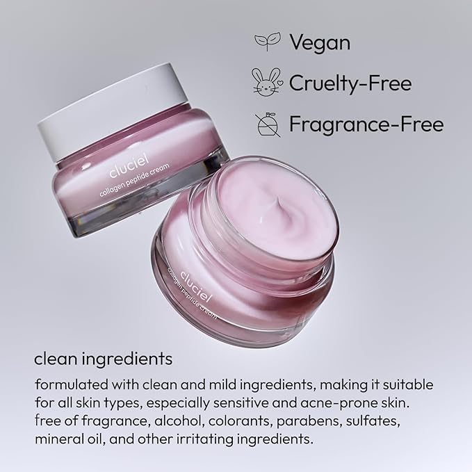 Collagen Peptide Cream I Face Moisturizer with Collagen, 7 Peptides, Vitamin B12, Targets Dullness, Boost Elasticity, Vegan, Cruelty-Free, Korean Glass Skin (50ml / 1.69 fl.oz)
