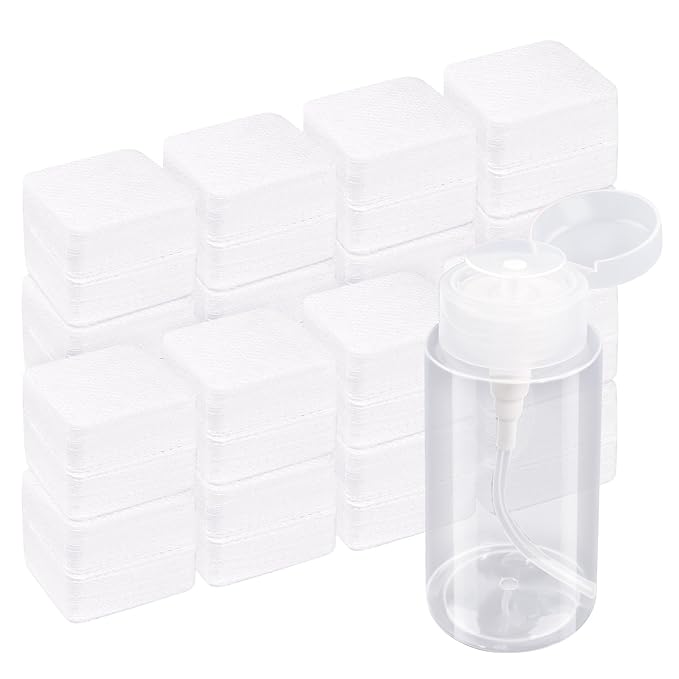 1080 PCS Lint Free Nail Wipes, Eyelash Extension Wipes, Super Absorbent Soft Non-Woven with a Pump Dispenser Bottle Disposable Nail Polish Remover for Polish Clean Acrylic Nails Remover, White