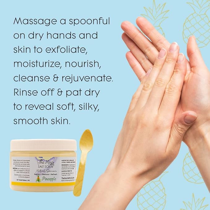 The Keys Sea Salt Scrub–Exfoliating Body Scrub with Wooden Spoon – Organic Florida Key Lime Face, Hand, Foot & Bikini scrub– Sea Salt Body Exfoliator with Essential Oils (Key Lime, 3.4 oz - 12 Pack)