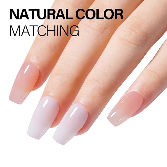AILLSA Salmon Pink Dip Powder Nail Dipping Powder Jelly Nude Translucent DIY Manicure Salon at Home Easy to Use for Valentine's Day Gift (1 Oz)