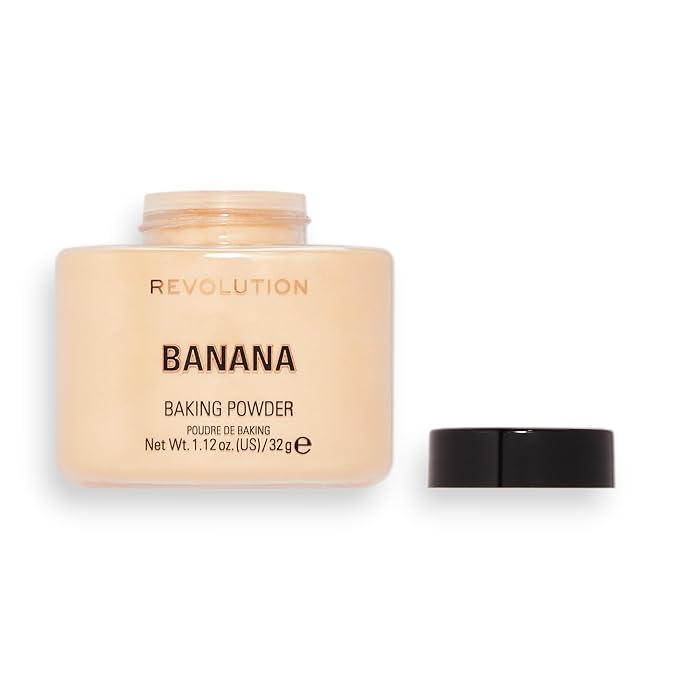 Revolution, Loose Baking Powder, Makeup Setting Powder, Long Lasting Coverage, Mattifies & Reduces Shine, Banana, 1.13 oz