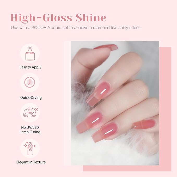Dip Powder Nail Kit Starter, Light Red Light Purple Skin Color Dipping Powder Liquid Set All Seasons with Base Top Coat and Activator for Nail Art Manicure Salon DIY at Home 9 Pcs