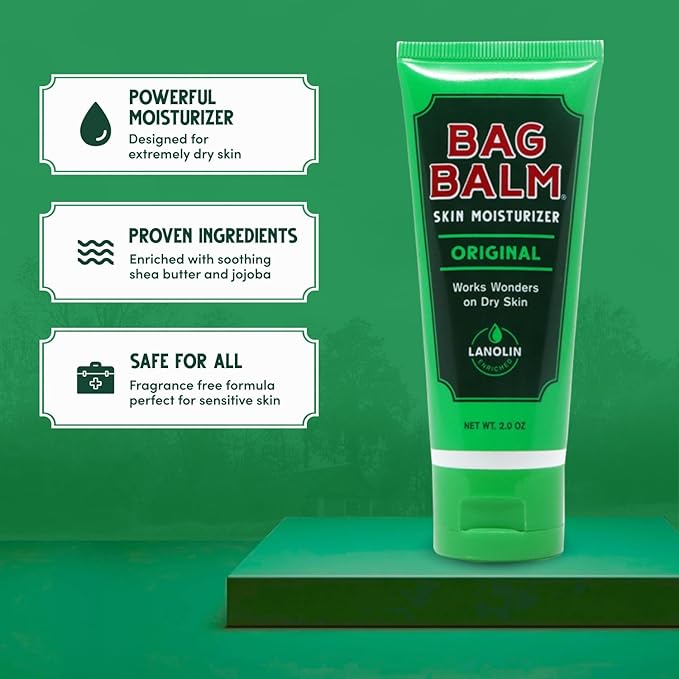 Bag Balm Vermont's Original Hand Moisturizer, Hand Balm for Dry Skin, Cracked Hands, Heels & Dry Hands Treatment, For Dogs and More Ointment, Dry Skin Lotion (2oz Tube (Pack of 2))