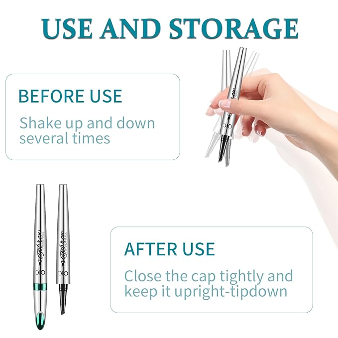Eyebrow Pen - Microblading Eyebrow Pencil with Micro-Fork Precise Brush-Tip - Creates Natural Looking Brows Effortlessly and Stays on All Day - Waterproof Brow Pencil Hair, Gray