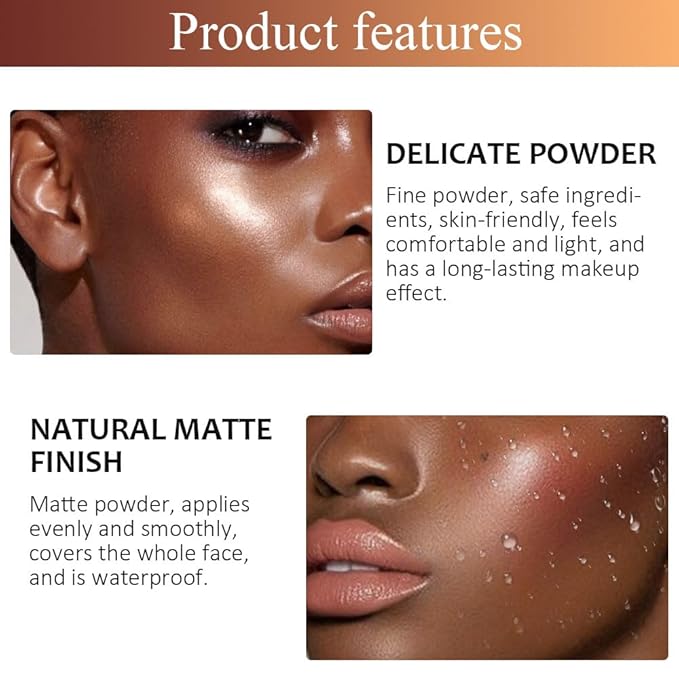 Pressed Matte Face Powder Makeup, Setting Powder for Poreless Wrinkle Blurring Finishing,Lightweight,High Coverage,Shine Control, 10g 10g (06)