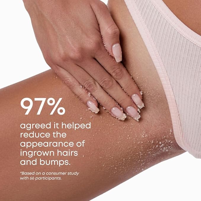 Bushbalm Ingrown Hair Exfoliating Scrub - Reduces Appearance of Ingrown Hairs and Helps with Underarm Bumps - Soothes Razor Bumps, Post Shave Redness and Itching - Sweet Escape 236 ml