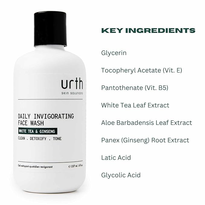 Urth Face Wash with White Tea & Ginseng Invigorating Daily Cleanser 8oz