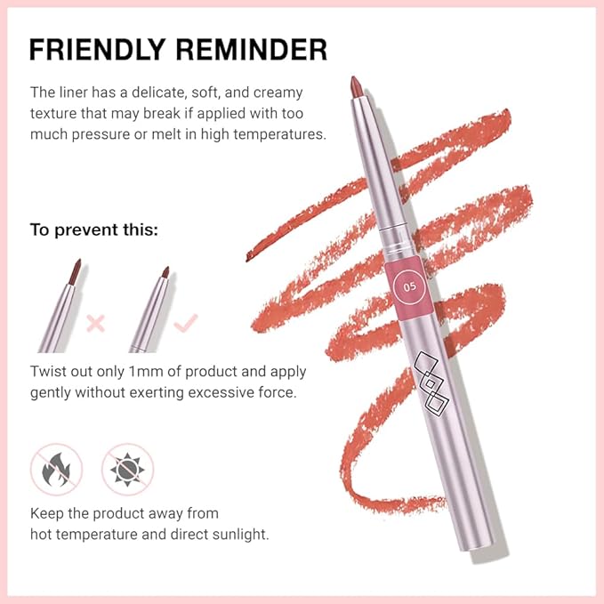 Retractable Lipliner Pencil Waterproof Makeup for Lip Liner and Eye Liner, Smooth and Creamy, Long Lasting Matte Finish, Vegan Beauty, Matte Velvet Pigmented Lip Liner (05#Grapefruit Red, 1)