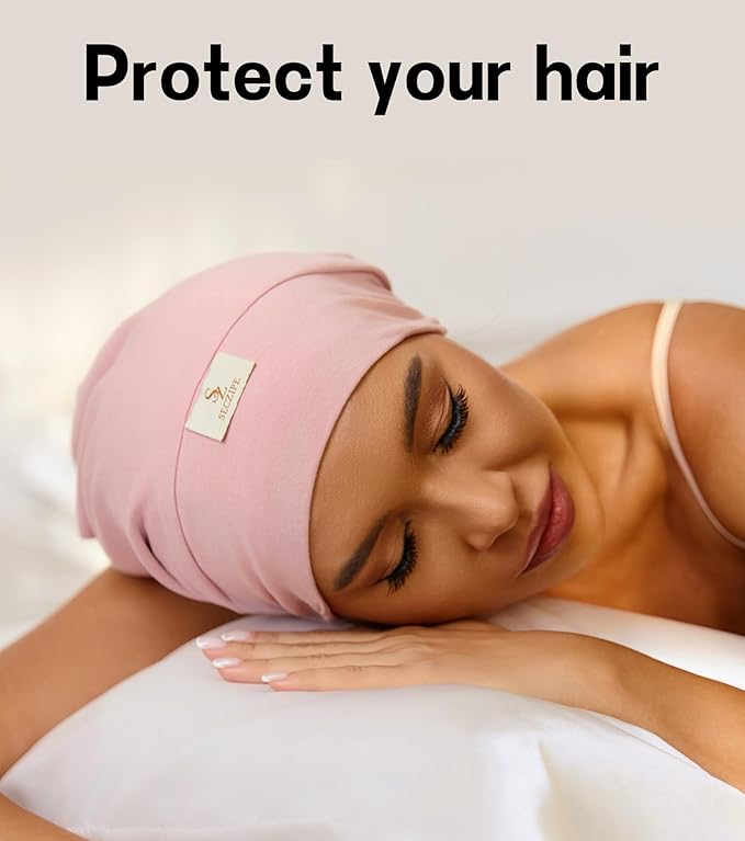 100% Mulberry Silk Bonnet for Sleeping for Curly Hair and Braids, Wrap with Adjustable Strap for Women and Men, Silk, Not Satin(1Pc,Pink