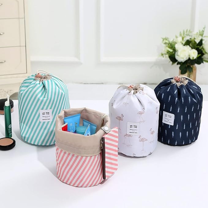 INVODA Cosmetic Bag for Women Drawstring Makeup Bag Portable Travel Toiletry Bag Multifunctional Waterproof Make Up Bucket Bag