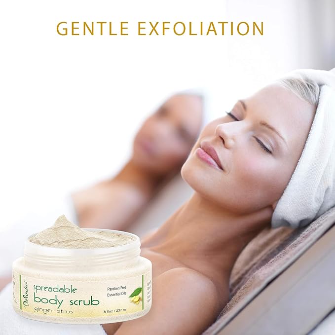 Deluvia Moisturizing Body Scrub with Ginger Citrus Essential Oils &; Dead Sea Minerals, 2-Pack