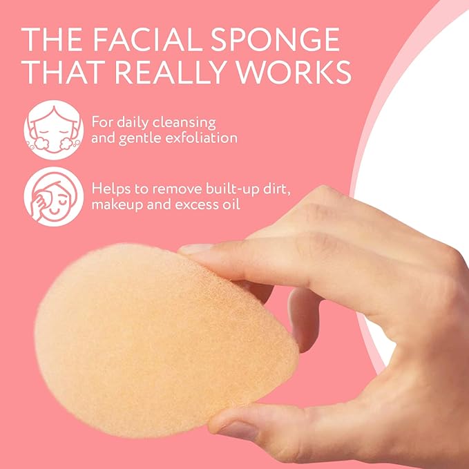 10 Pack Facial Sponge for Daily Deep Cleansing - Regular Buff Style Exfoliating Pads for Removing Dead Skin, Dirt & Makeup - Normal to Oily - Made in The USA - Reusable Puf - Natural