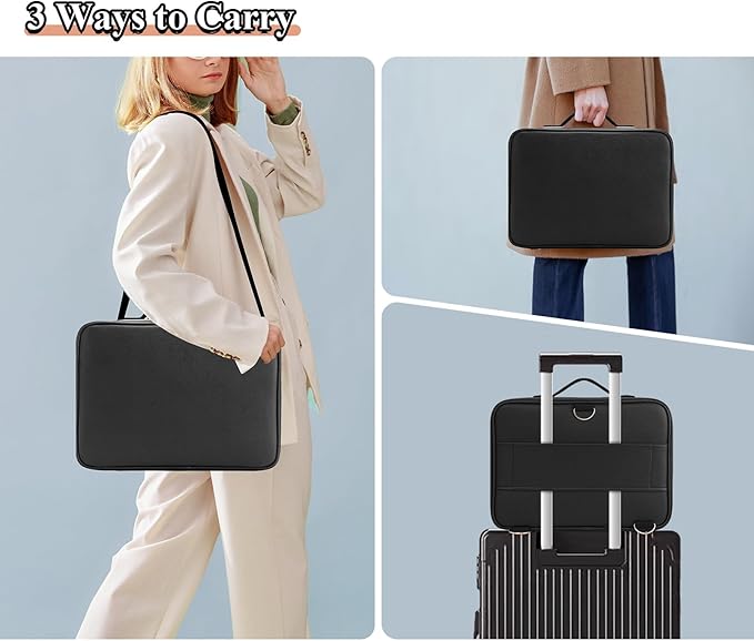 VANMRIOR Travel Makeup Bag with LED Lighted Make up Case with Mirror 3 Color Setting Cosmetic Makeup Box Organizer Vanity Case for Women Beauty Tools Accessories Case Rechargeable (big black)