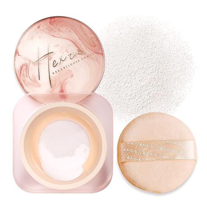 HEXZE Loose Setting Powder, Face Powder Makeup & Finishing Powder for Light, Medium & Tan Skin Tones, Mattifying Finish and Shine Control Transparent white