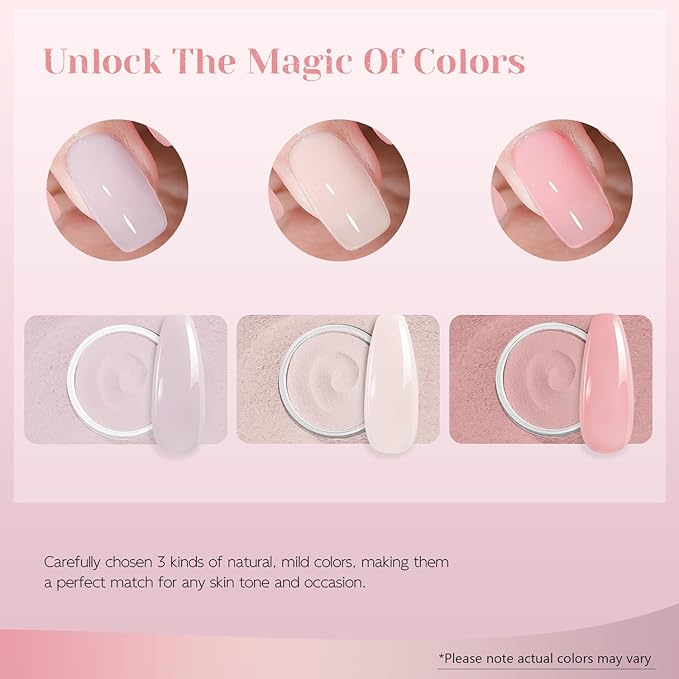Dip Powder Nail Kit, Light Red Light Purple Skin Color Dipping Powder Liquid Set All Seasons with Base Top Coat and Activator for Nail Art Manicure Salon DIY at Home 9 Pcs
