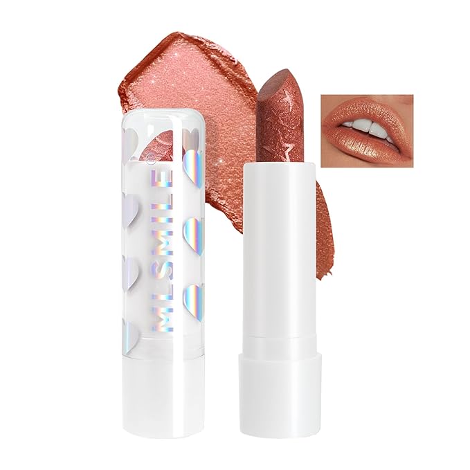 Hydrating Diamond Shine Lipstick, Pearlescent Glitter Waterproof Lip Balm, Long-Lasting Moisturizing Lipstick, Lip Makeup for Women Girls Fuller Lips, 04 Mermaid