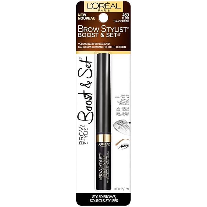 L'Oreal Paris Cosmetics Brow Stylist Boost and Set Brow Mascara, Clear, 0.1 Fluid Ounce