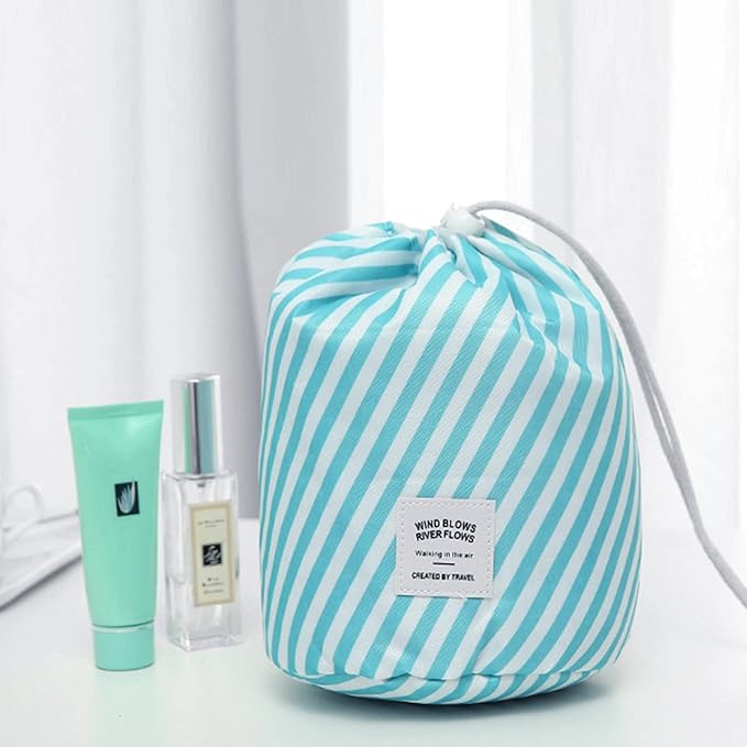 INVODA Cosmetic Bag for Women Drawstring Makeup Bag Portable Travel Toiletry Bag Multifunctional Waterproof Make Up Bucket Bag