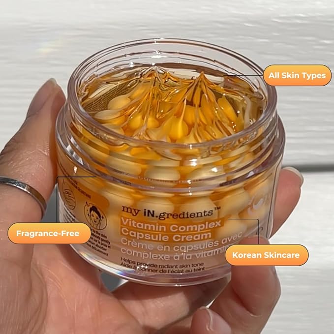 masque BAR My Ingredients Hydrating Face Moisturizer Capsule Creams with Shea Butter, Niacinamide, Vitamin Complex- Instant Dry Skin Hydration, Improves Skin Texture- Anti-Aging Face Cream- 50ml