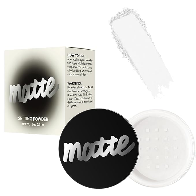 Face Loose Setting Powder, Translucent Long-lasting Waterproof Concealer Powder Light Breathable Oil-controlling, Smooth Matte Finish for Daily Face Makeup (01# White, 0.21 oz)