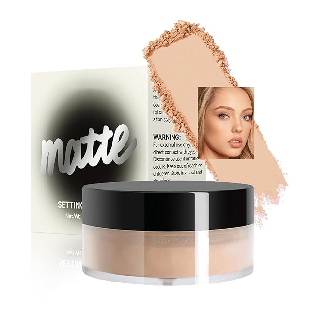 AKARY Matte Flawless Loose Powder, Makeup Setting Powder Oil Absorbing, Pores & Fine Lines Smoothing, Soft Focus Effect, Translucent Loose Face Setting Powder, Flawless Skin Loose Setting Powder, 04