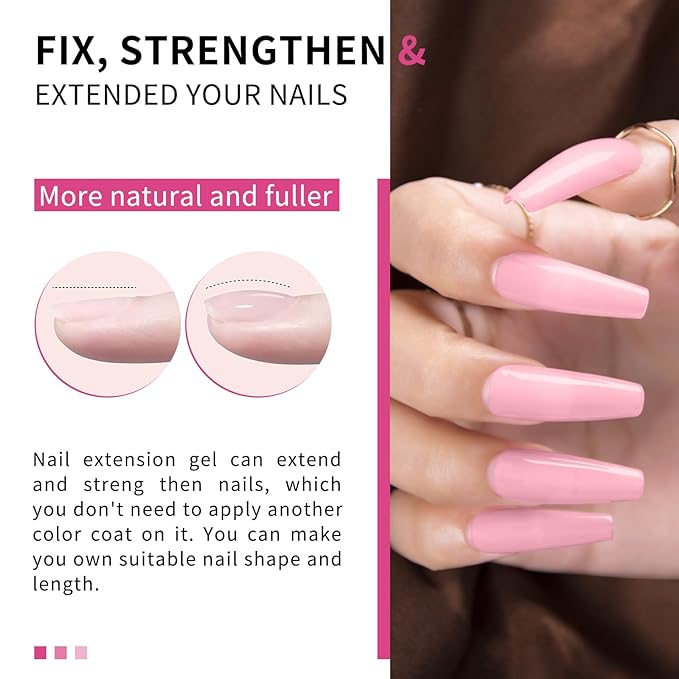 Salon-Grade Baby Pink Builder Gel - Hypoallergenic Strong Base Coat | Long-Lasting Adhesion (30+ Days) for Professional Nails Gift for Women
