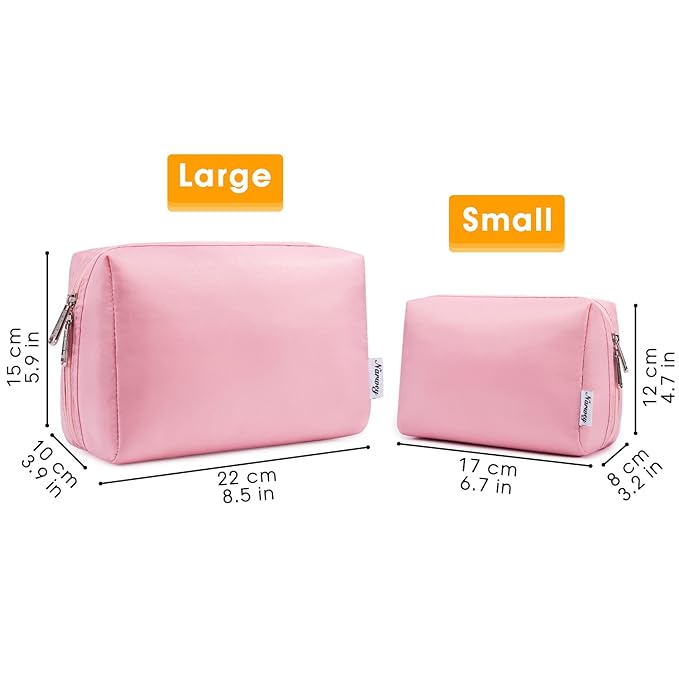 Narwey Cute Makeup Bag Travel Cosmetic Bag Organizer Toiletry Bag Make Up Bags with Compartments for Women Girls (Large, Pink)