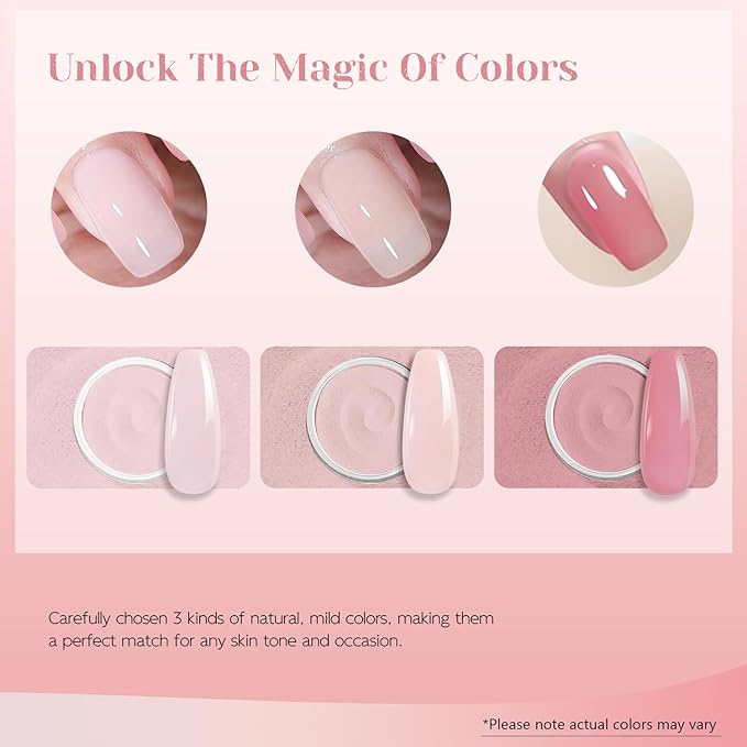 Dip Powder Nail Kit Starter, Light Red Light Purple Skin Color Dipping Powder Liquid Set All Seasons with Base Top Coat and Activator for Nail Art Manicure Salon DIY at Home 9 Pcs