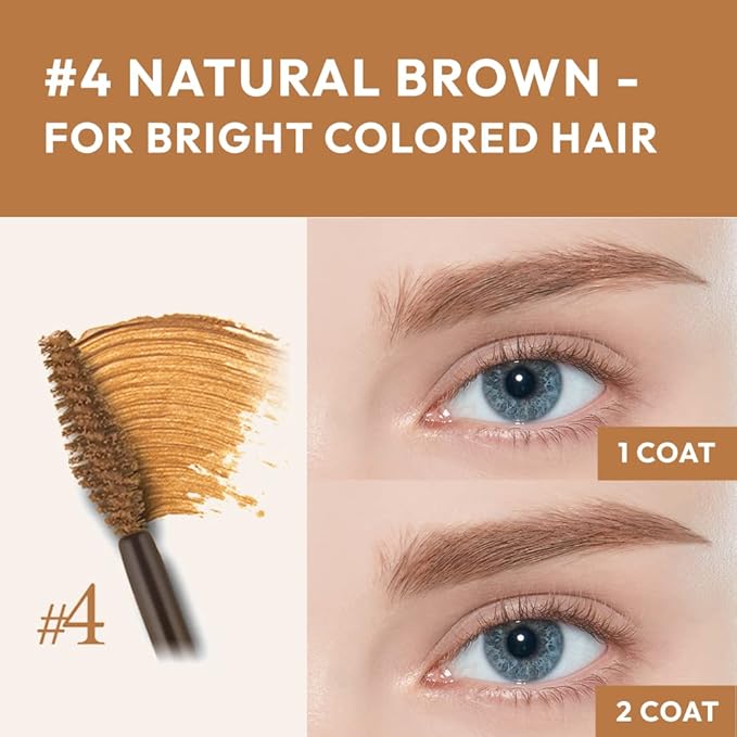 ETUDE Color My Brows - Natural Brown (4.5g) | Beeswax & Carnauba Wax | Eyebrow Mascara, Quickly Fixing Natural Eyebrow Makeup with Care Effect | Korean Makeup, Kbeauty