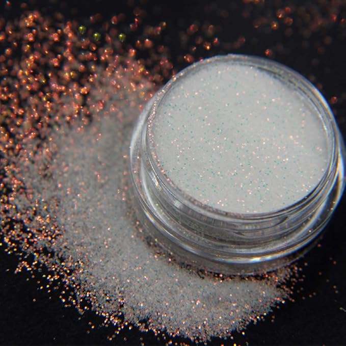 10g 0.2mm Shimmer White Rainbow Nail Glitter Holographic Shining Sugar Nail Glitter Candy Coat Powder Sugar Coating Effect Powder Nail Pigment Powder Nail Art Decorations Dust Diamond Dust for Nails