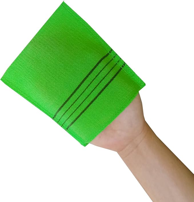 Korean Asian Exfoliating Bath Washcloth Mitt for Remove Dead Skin.Exfoliating Body Scrubber.Exfoliating Gloves for Body Scrub (Green 8)