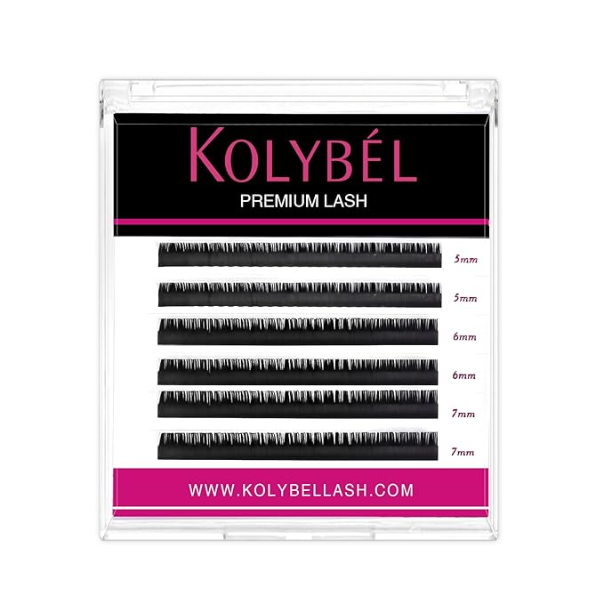 KOLYBEL Bottom Lash Extension 0.05 B Curl 5-7mm Mixed Length Tray Black Premium Eyelash Extensions Soft Under Lower Eyelash Extension for Salon Use (Bottom,0.05-B-5-7mm)