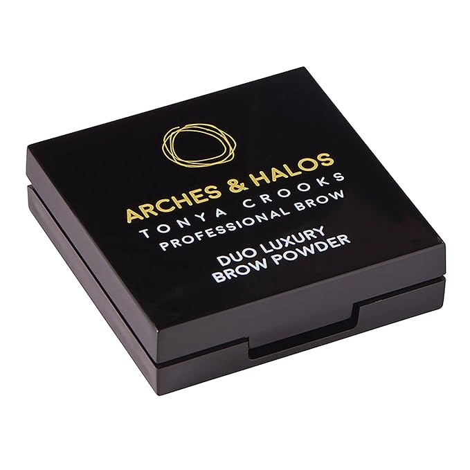 Arches & Halos Duo Luxury Brow Powder - Eyebrow Shaping For Full Thick Arches - Enhancing Natural Finish Mimics Professional Shaping - Boost Eyebrows And Create Perfect Shape - Warm Brown - 0.09 Oz