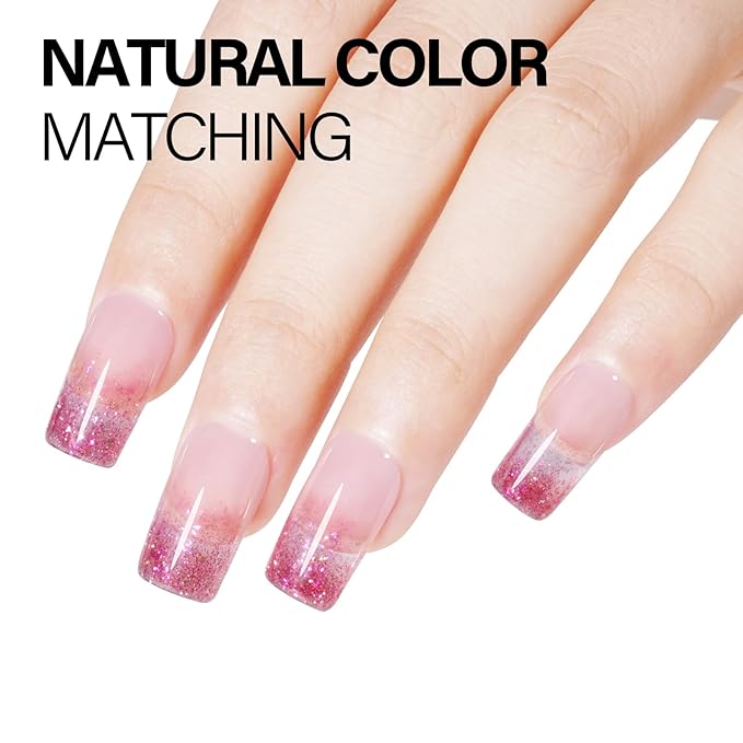 AILLSA Clear Dip Powder - Transparent Crystal French Nail Colors, Build Powder, No Lamp Needed, Easy DIY Home Nail Salon Manicure