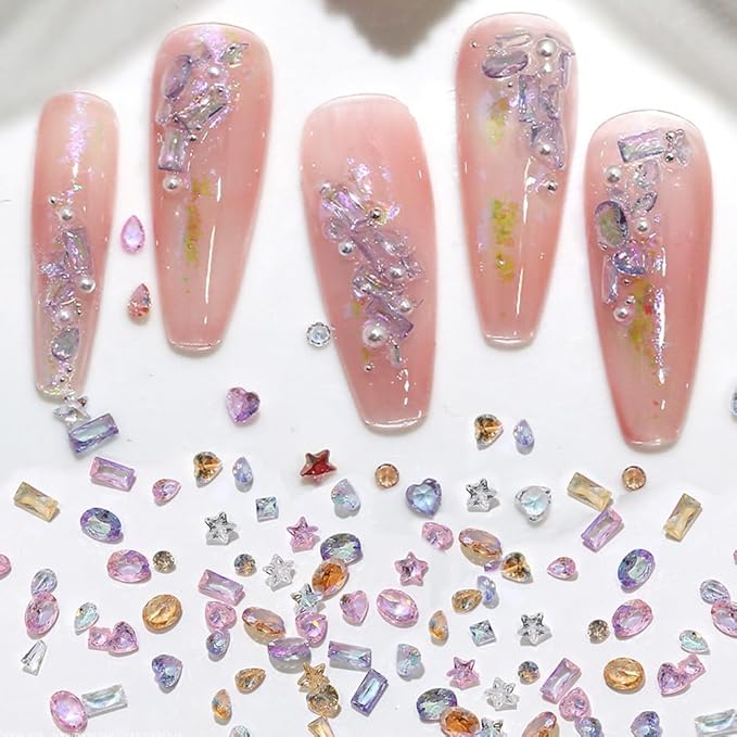 100pcs Colorful Zircon Mini Nail Rhinestones Clear Rhinestones for Nails Design 3D Nail Charms and Gems for Crafting Rhinestone Kit Fingernail Diamonds Nail Art Crystals Women Manicure Decor Gemstones