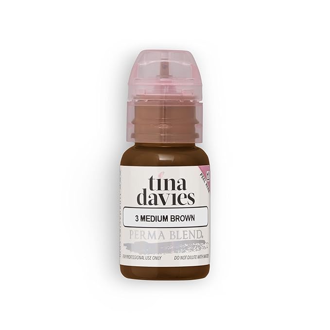 Tina Davies Professional X Perma Blend Brow Pigment - Permanent Eyebrow Makeup - Colours Heal True to Tone - High Retention - Medium Brown, 1/2oz